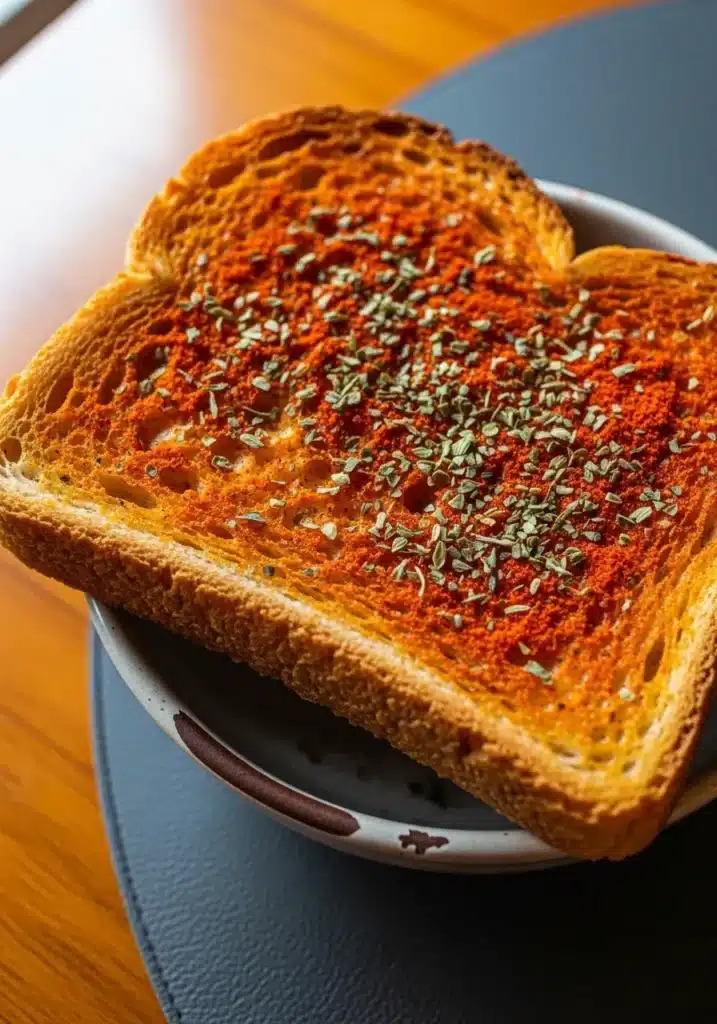 Pão tostado com páprica e orégano