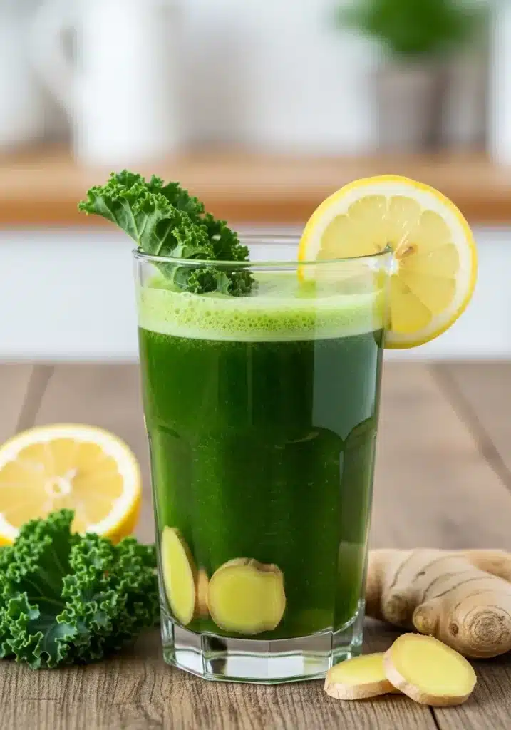 Suco Detox de Couve com Limão e Gengibre