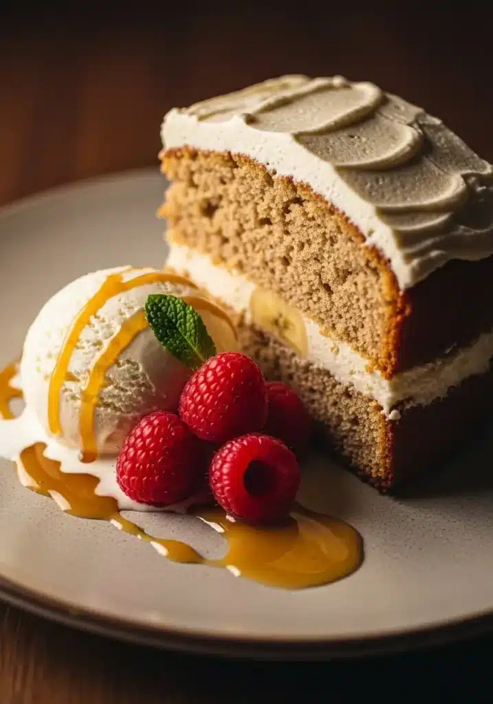 Bolo de Banana com Creme de Nozes