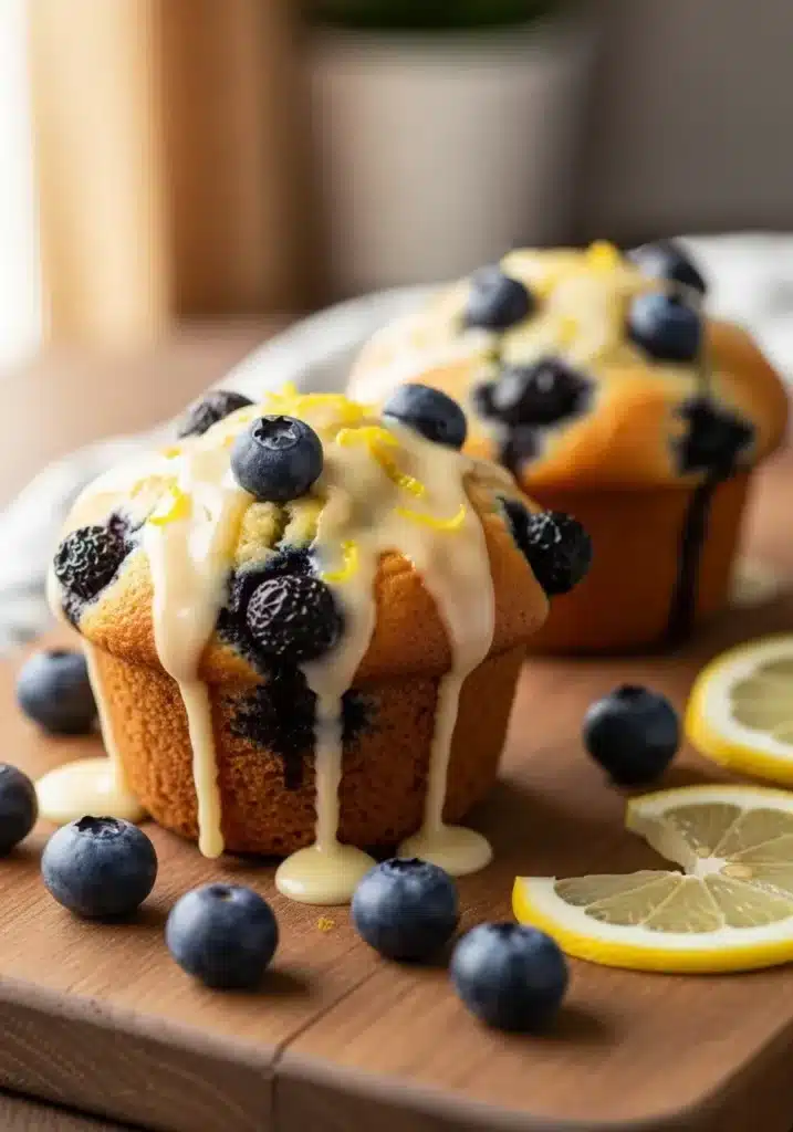 Bolinhos Proteicos de Limão e Mirtilo