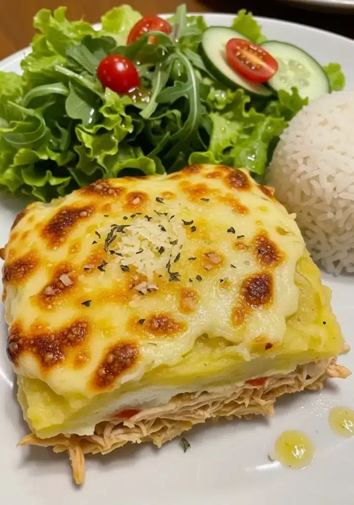 Escondidinho de Frango com Queijo Gratinado