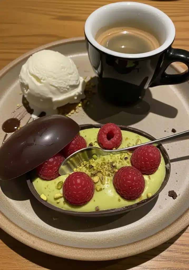 Ovo de Colher de Pistache com Framboesa