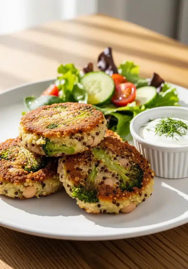 bolinhos veganos de brócolis e quinoa