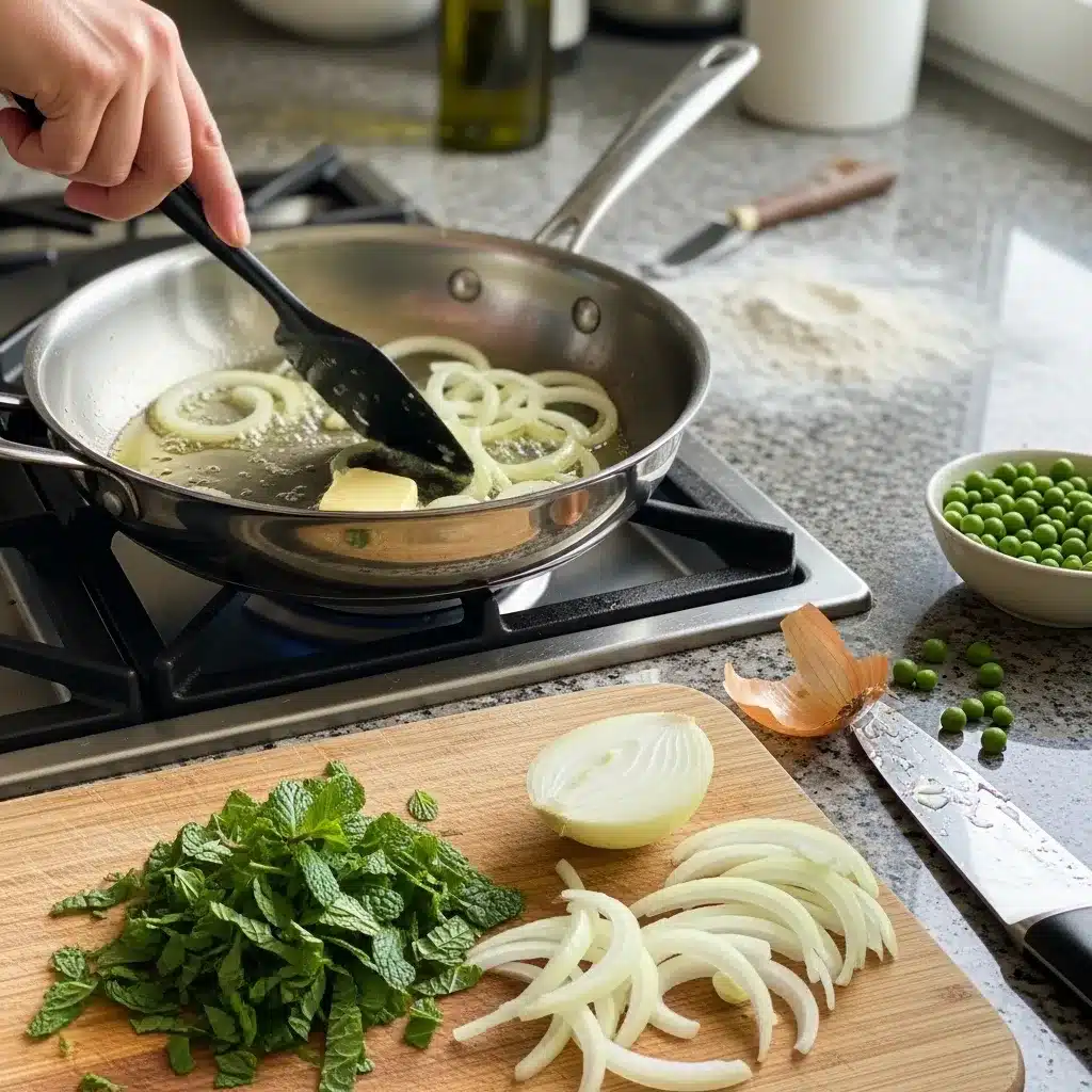 Ervilha com Cebola e Hortelã