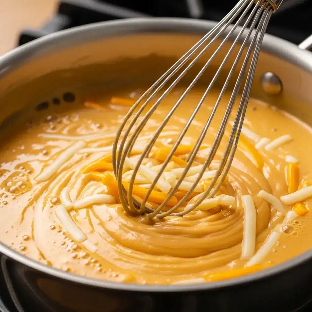 Preparando o molho de queijo cremoso para o macarrão