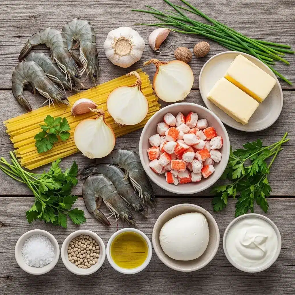 Rolinhos Irresistíveis de Lasanha Alfredo com Camarão e Caranguejo