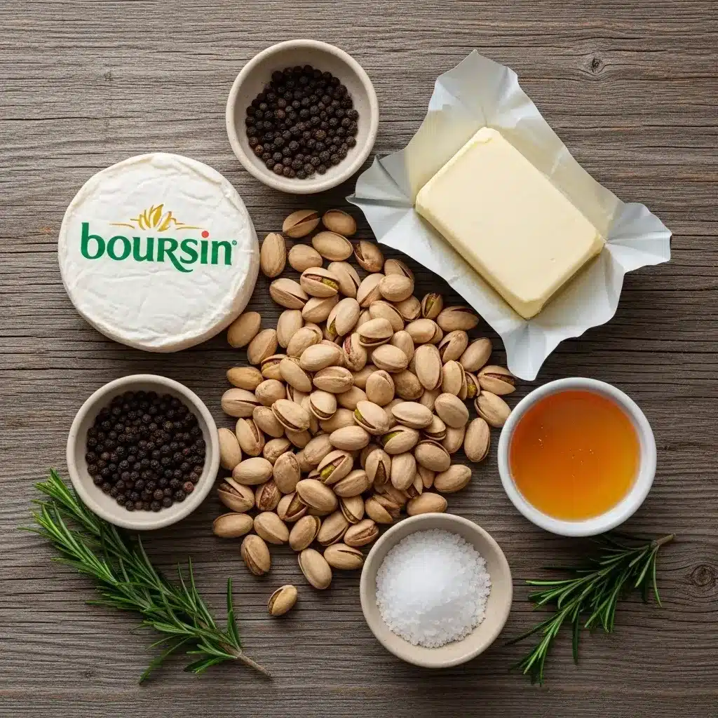 Molho quente de mel e pistache com queijo boursin