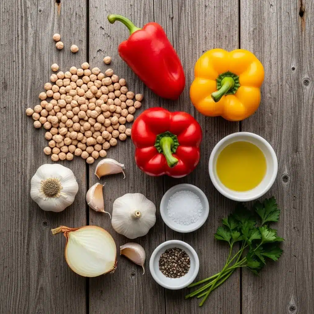 Grão-de-bico com Pimentão e Alho