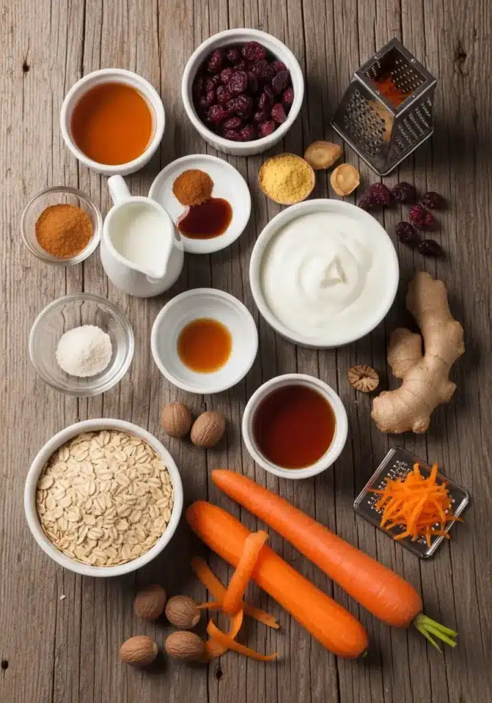 Aveia de um dia para o outro com bolo de cenoura