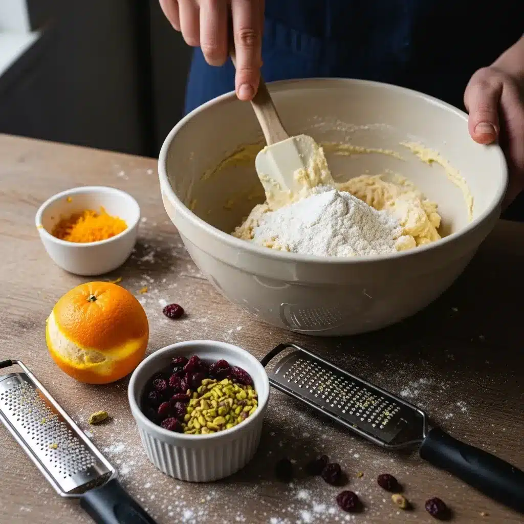 Biscoitos amanteigados de cranberry, laranja e pistache