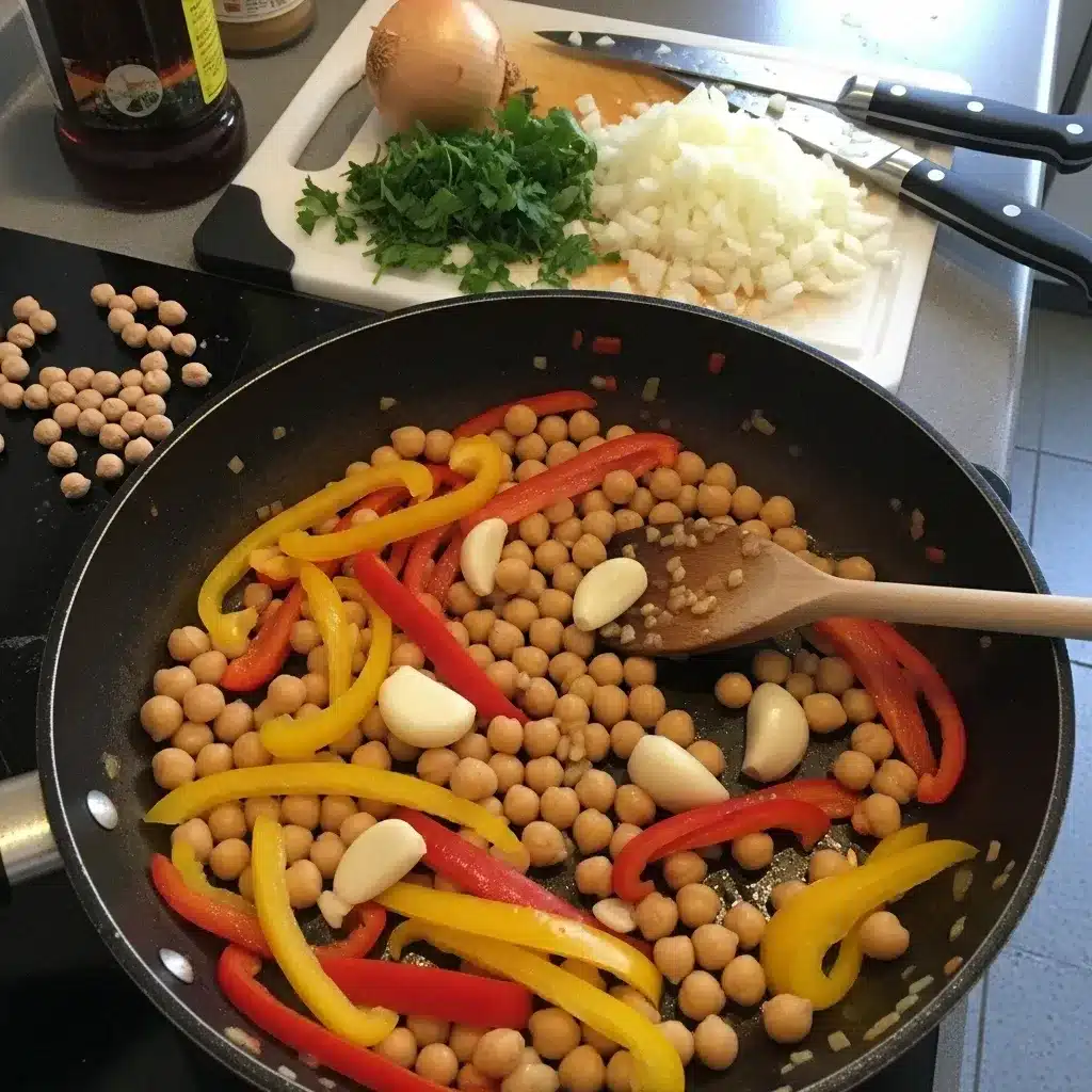 Grão-de-bico com Pimentão e Alho