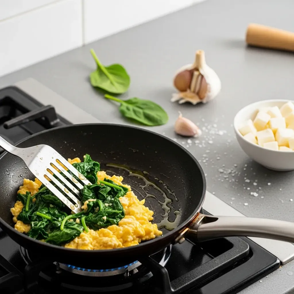 Ovo com Espinafre e Queijo Branco