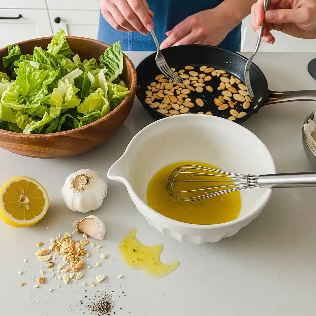 Alface com Amêndoas e Vinagrete de Limão