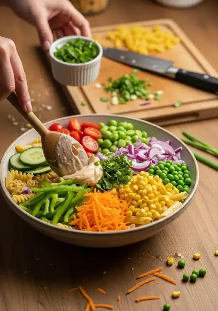 Salada crocante de macarrão