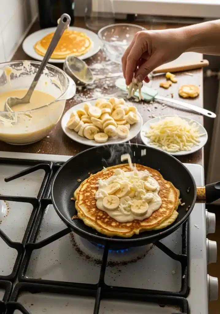 Panqueca de queijo com banana