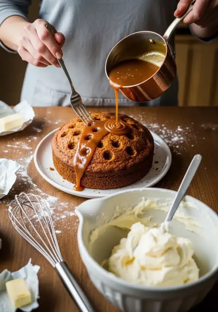 Bolo de Cenoura com Caramelo Salgado e Cobertura de Cream Cheese