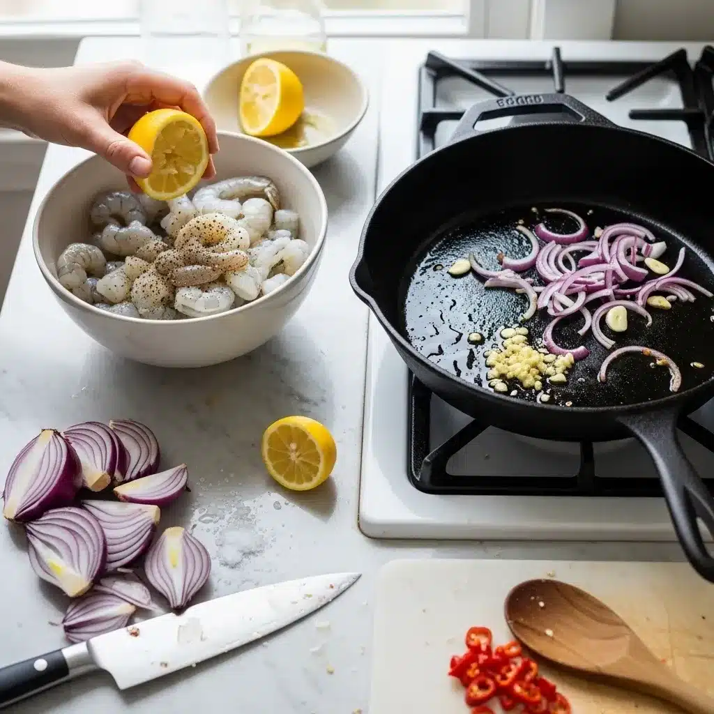 Camarão com Abacaxi e Pimenta