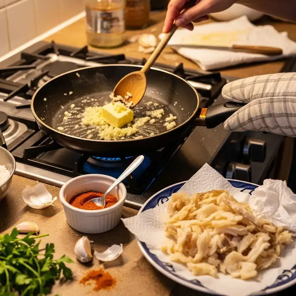 Bacalhau com Manteiga de Alho e Pimenta Doce