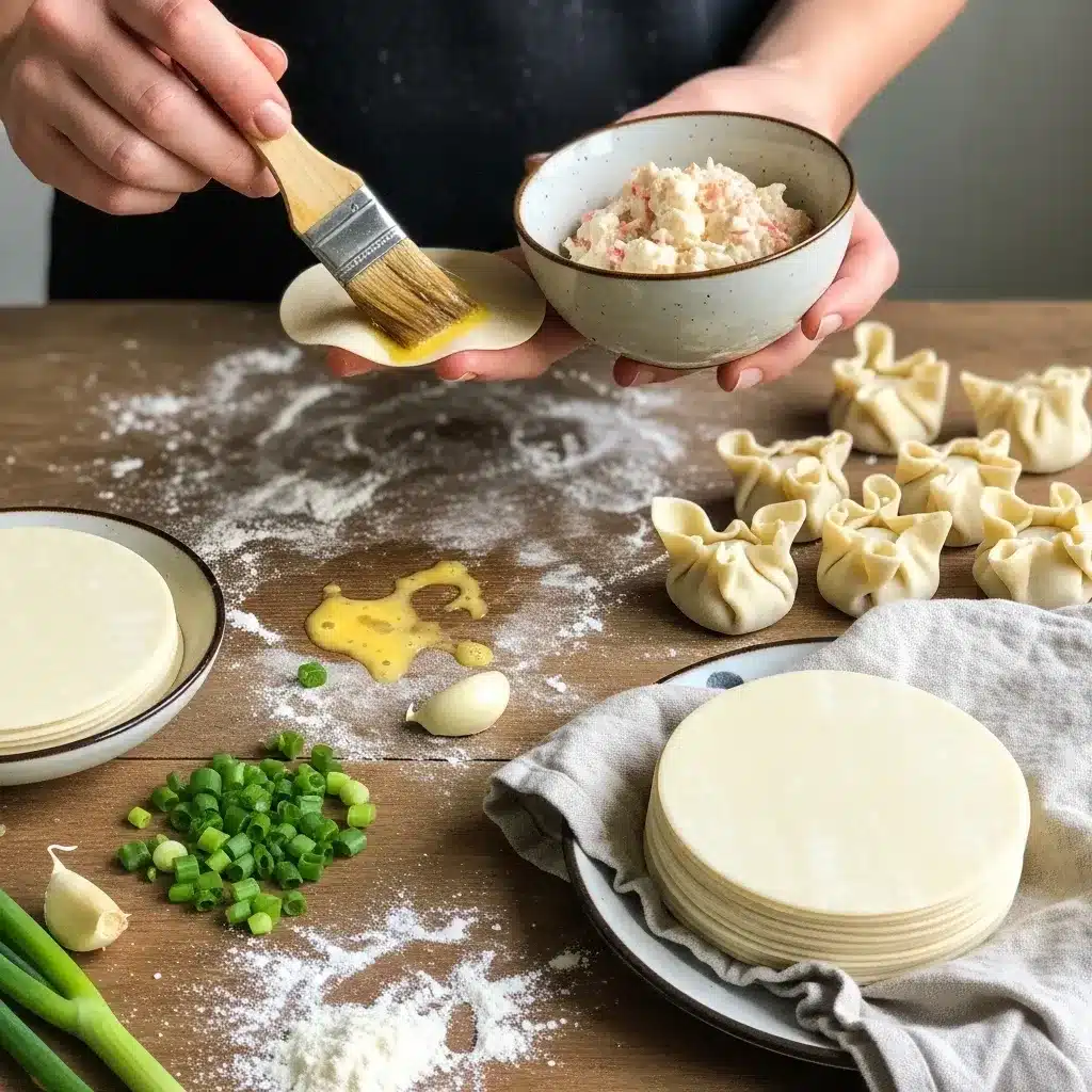 Bolinhas Crocantes de Rangoon de Caranguejo