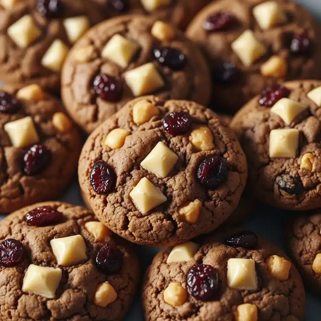 Biscoitos amanteigados de chocolate branco e cranberry
