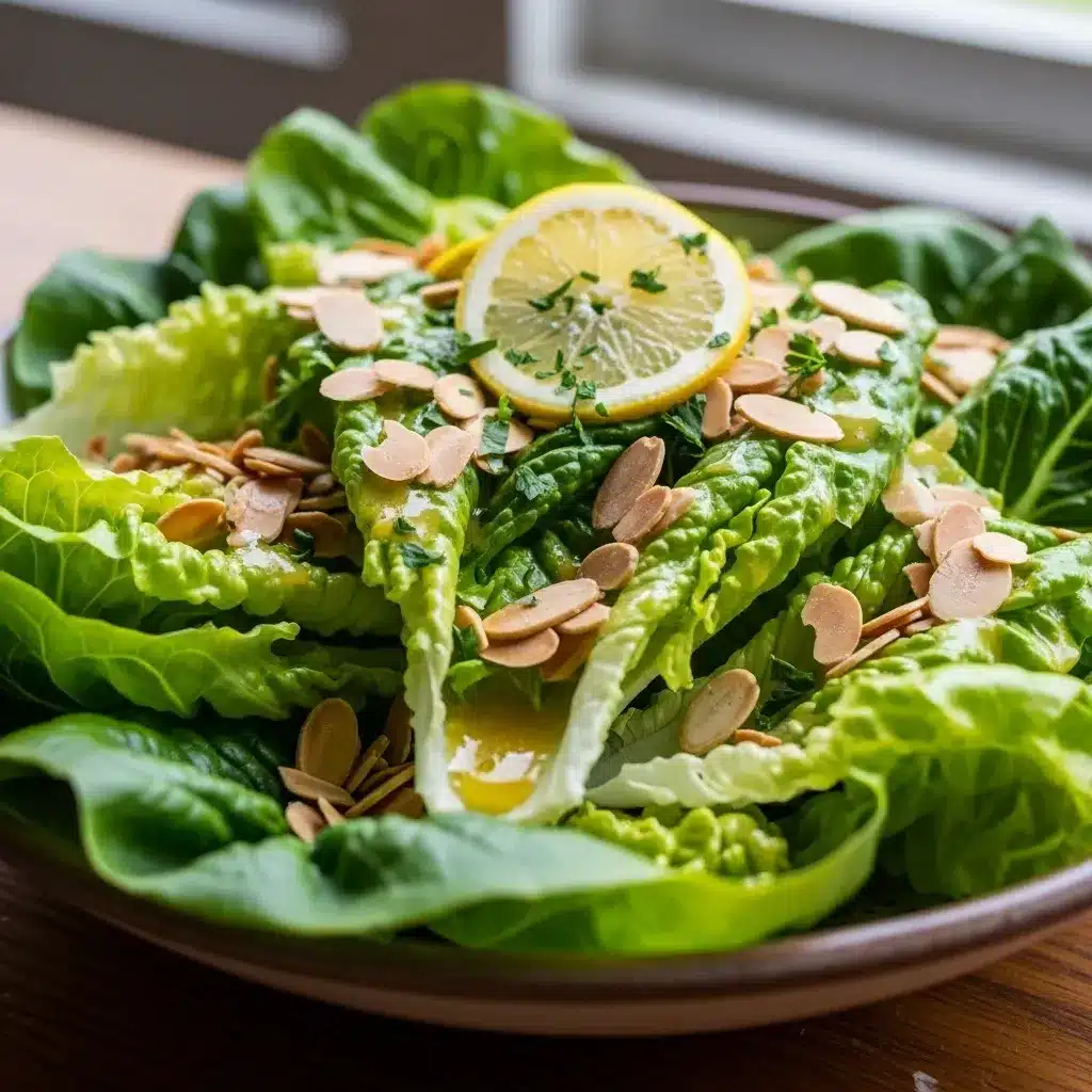 Alface com Amêndoas e Vinagrete de Limão