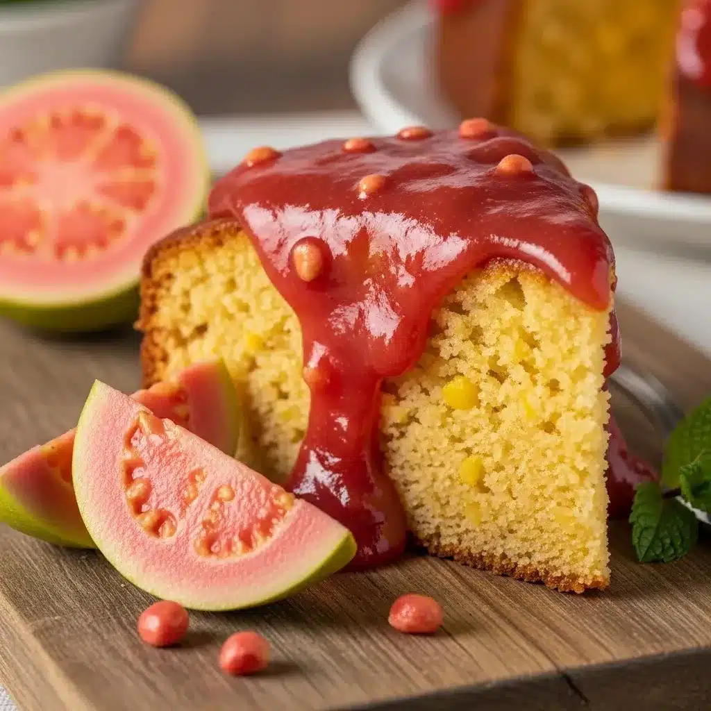 Bolo de milho com cobertura de goiabada