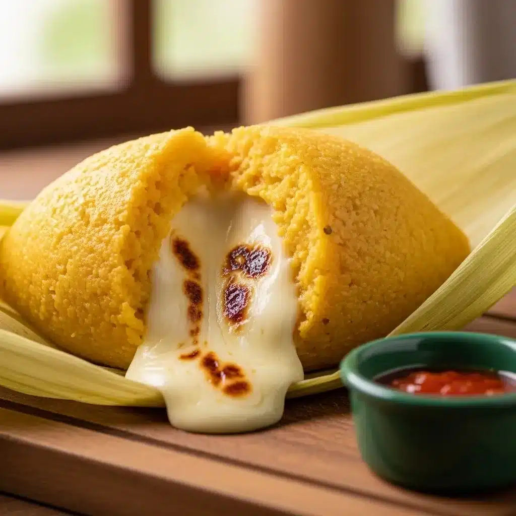Pamonha recheada com queijo meia cura