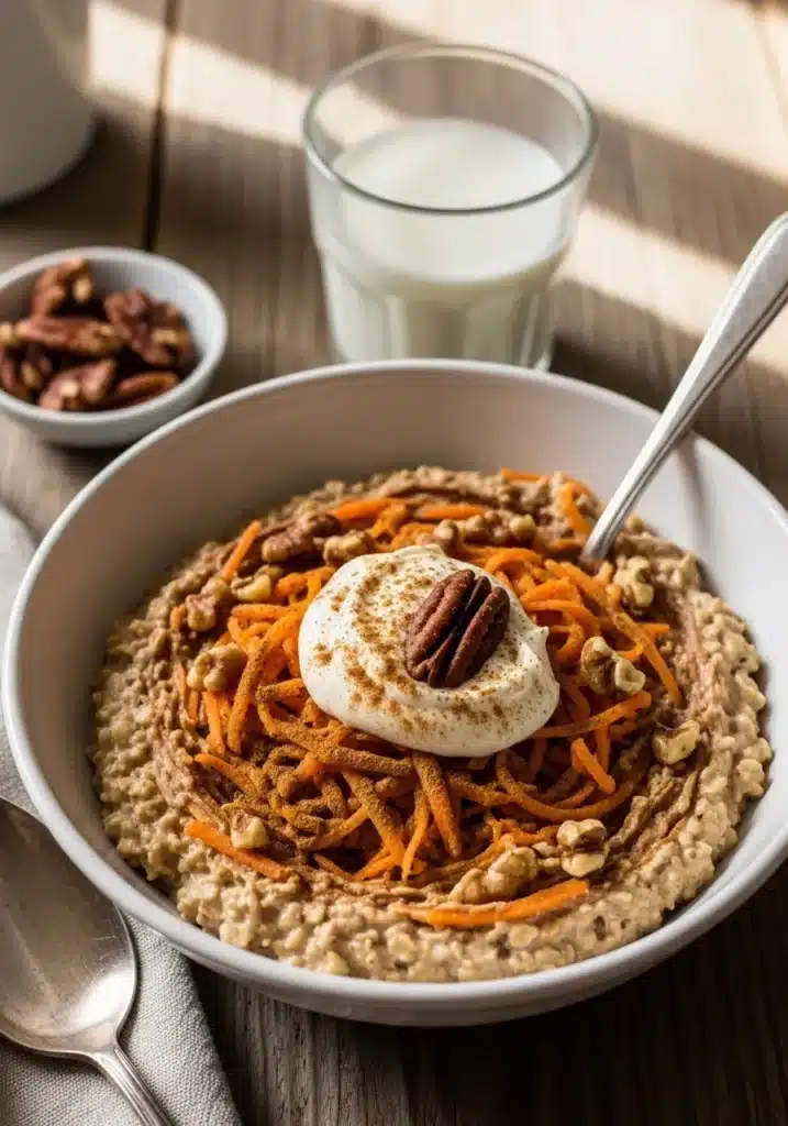 Aveia de um dia para o outro com bolo de cenoura