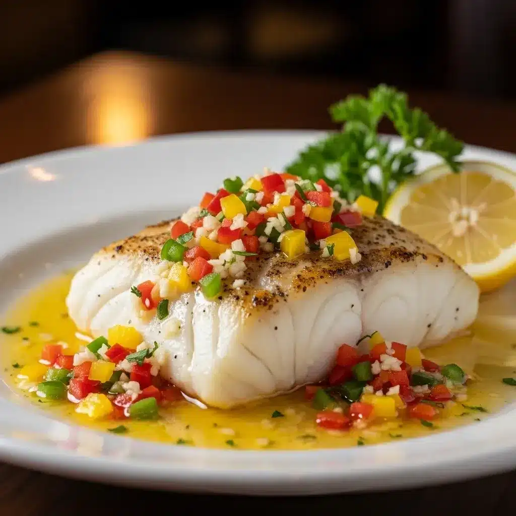 Bacalhau com Manteiga de Alho e Pimenta Doce
