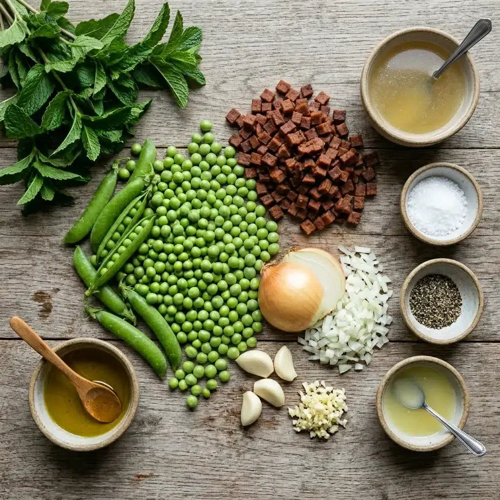Sopa de Ervilha com Hortelã e Bacon Vegano