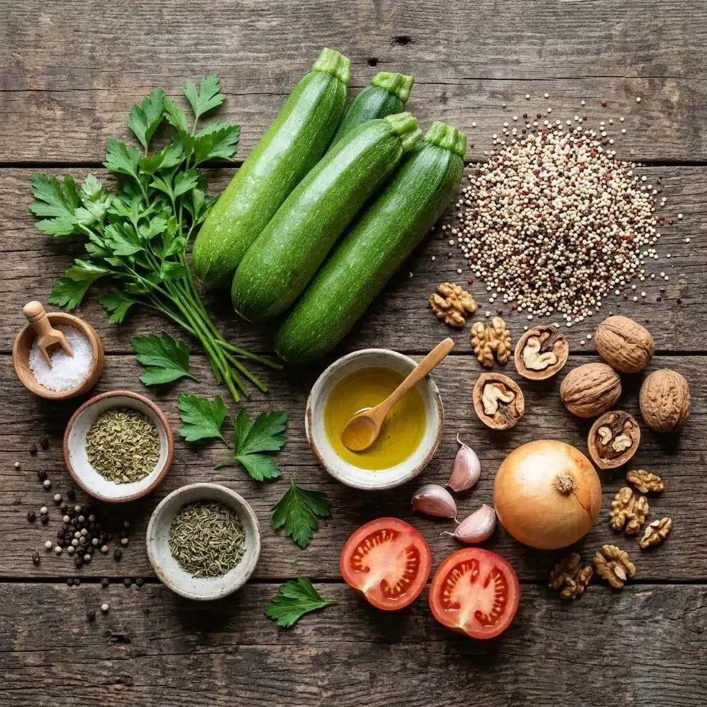 Abobrinha Recheada com Quinoa e Nozes