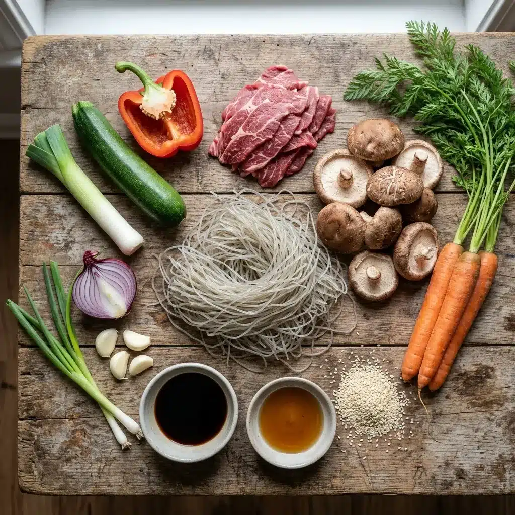 Receita saudável de Japchae