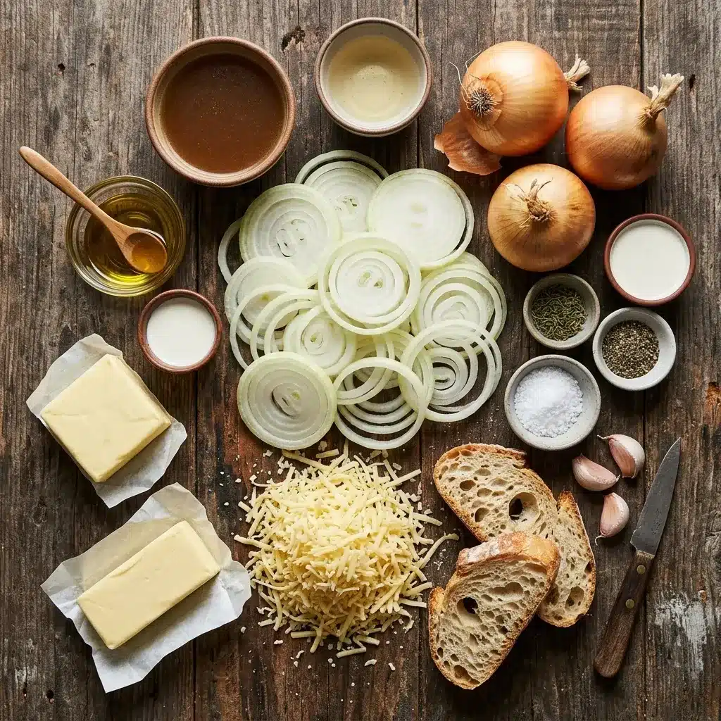 Sopa de Cebola com Creme de Leite e Queijo