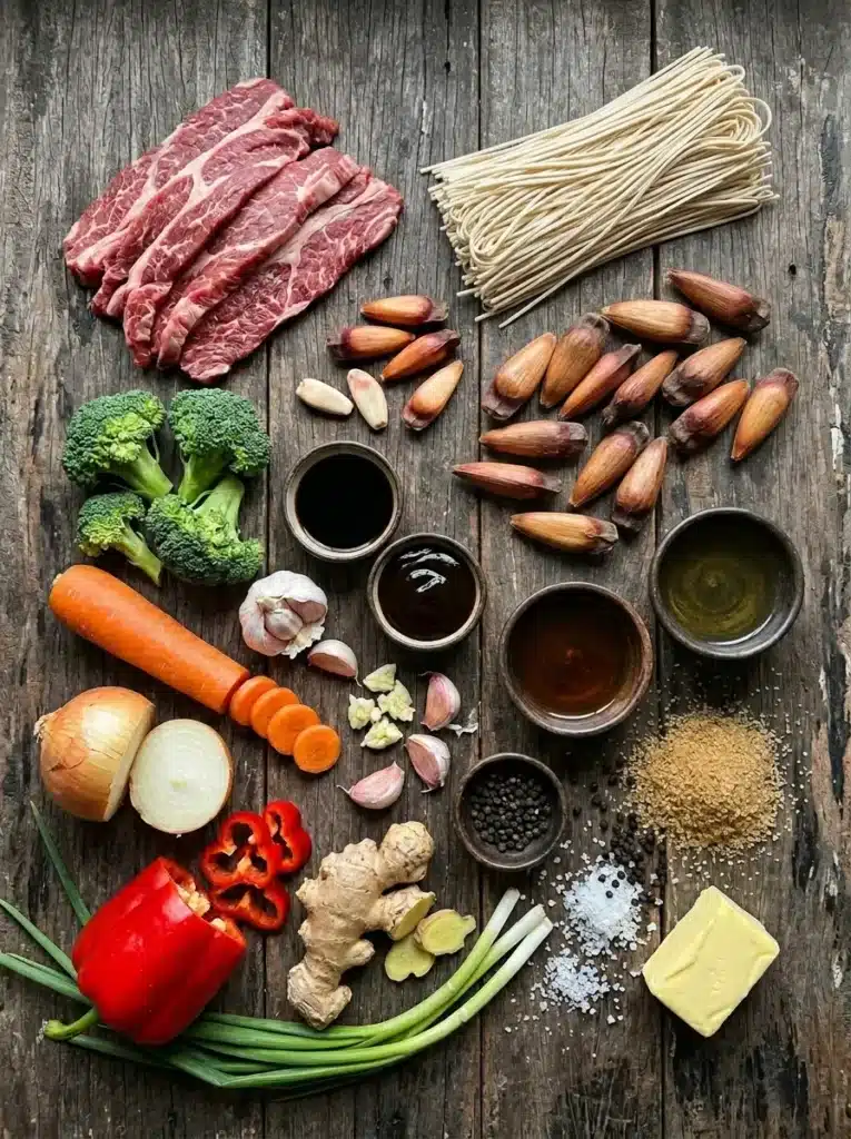 Yakisoba de Pinhão Com carne bovina