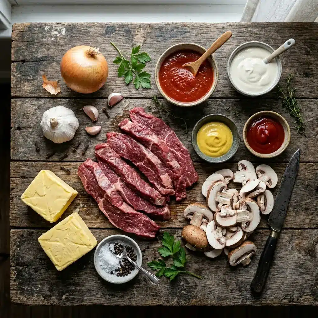 Strogonoff com molho de tomate (estilo russo)