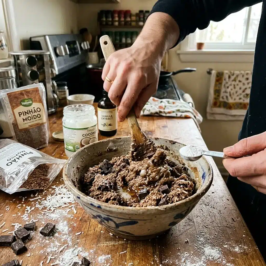Cookies de Pinhão, Coco e Chocolate Sem Glúten