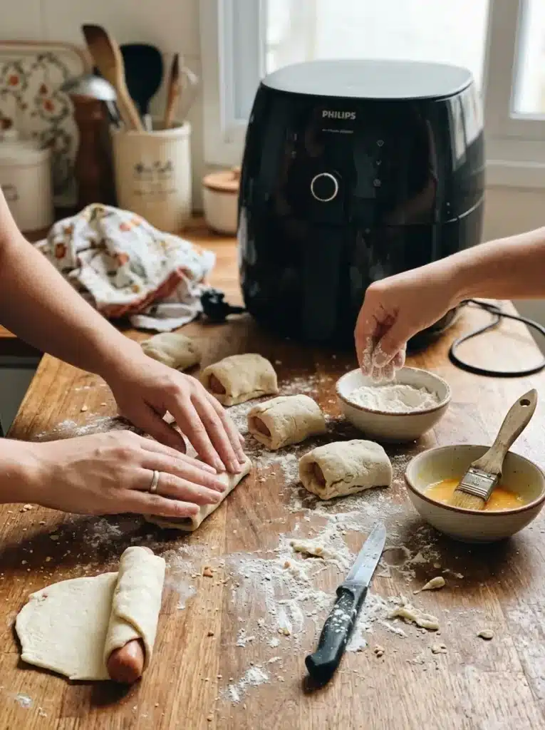 enroladinho de salsicha na airfryer