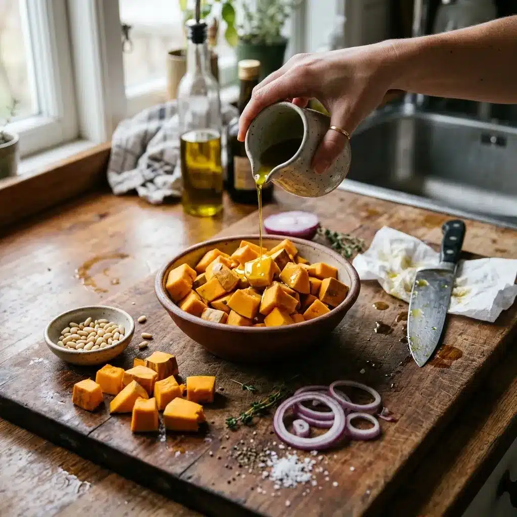 Salada Morna de Pinhão e Abóbora
