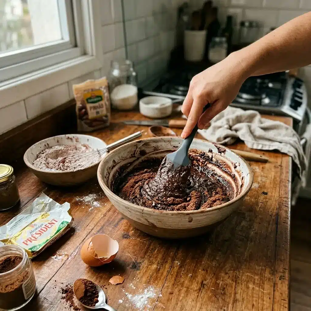Bolo de pinhão com chocolate