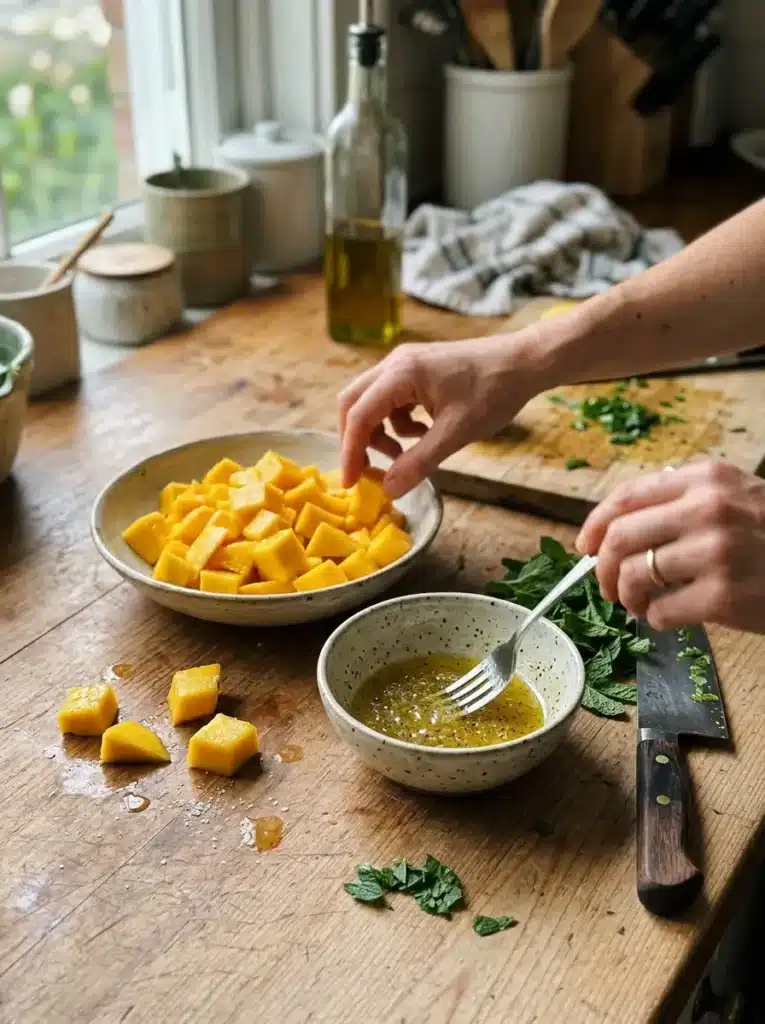 Receita de salada de manga com molho de limão