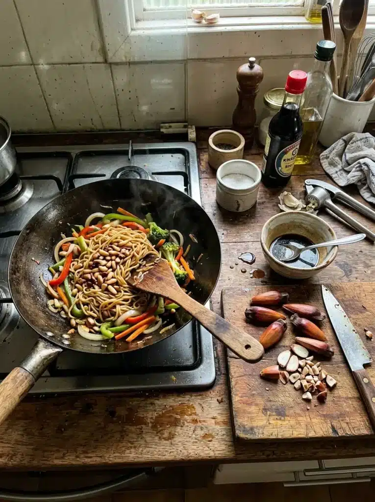 Yakisoba de Pinhão Com molho shoyu tradicional