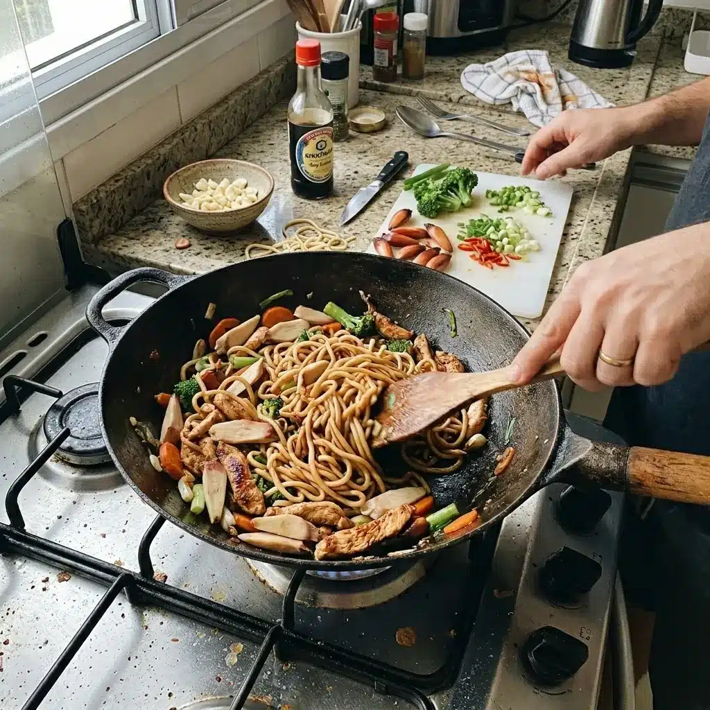 Yakisoba de Pinhão Com frango
