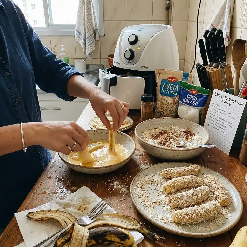 Banana Milanesa Light na Airfryer