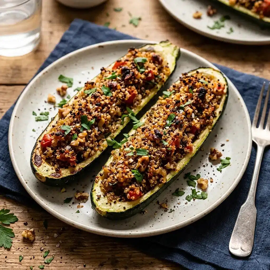 Abobrinha Recheada com Quinoa e Nozes