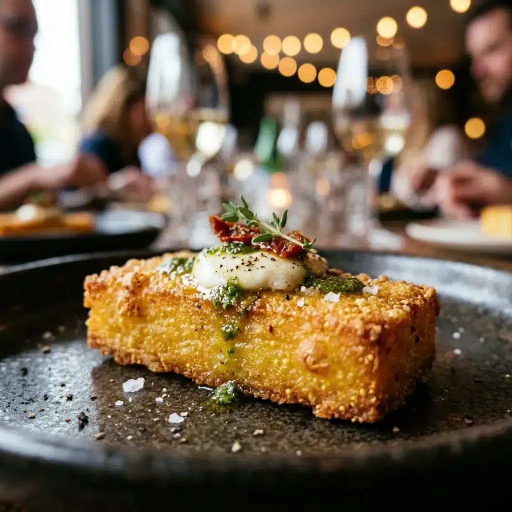 Petisco de rodelas de polenta crocantes