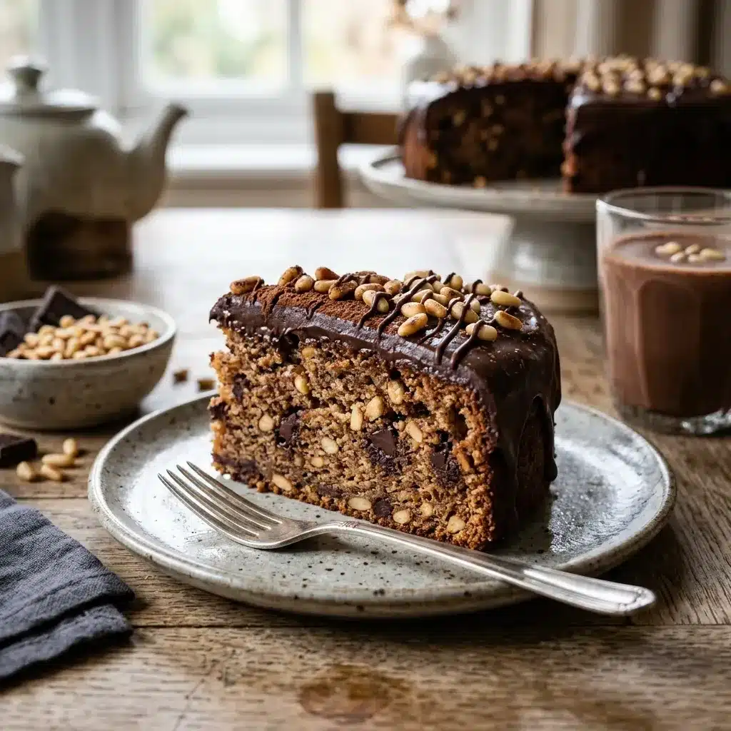 Bolo de pinhão com chocolate
