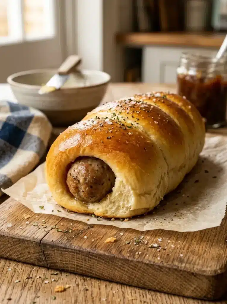 Enroladinho de salsicha massa de pão de leite