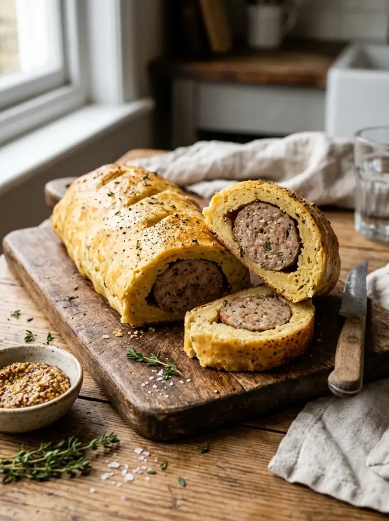 Enroladinho de salsicha massa de batata
