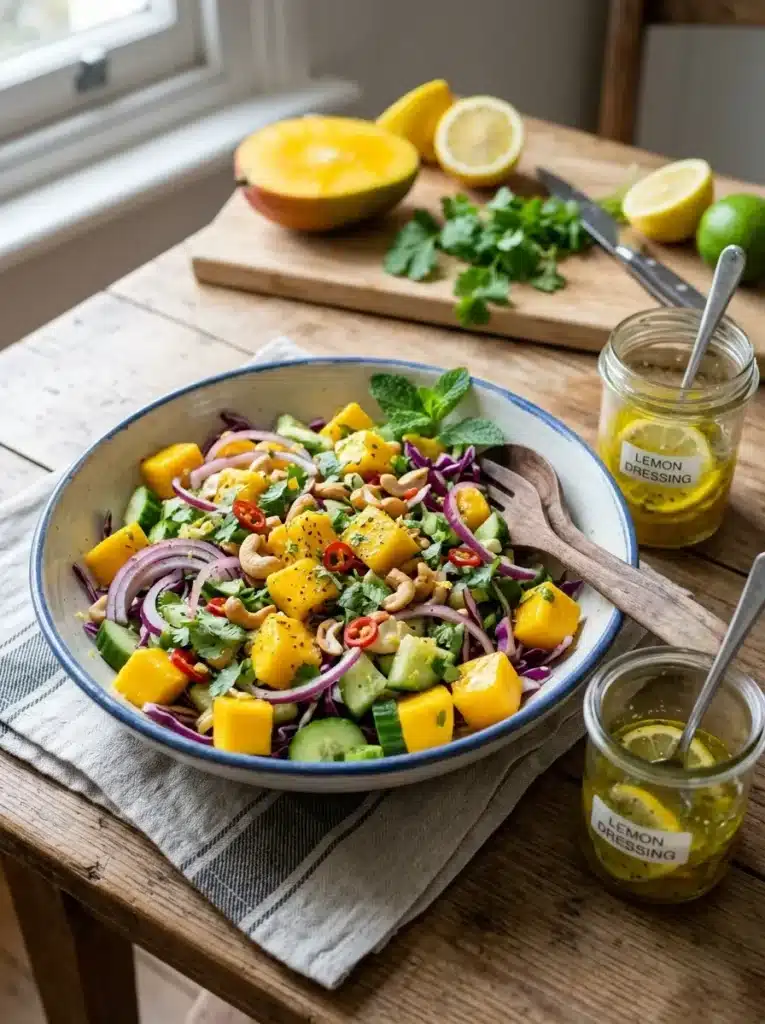 Receita de salada de manga com molho de limão