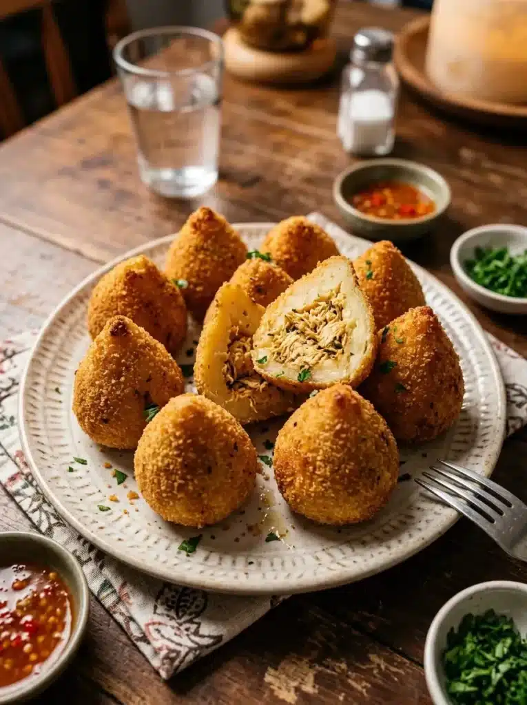 Coxinha com Massa de Batata e Mandioca